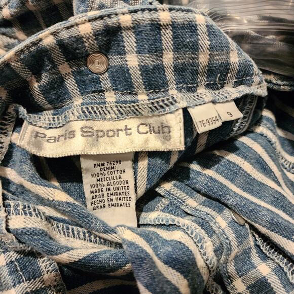 Vtg 90 Y2k Blue White Plaid Gingham Midi Tank Button Up Cotton Summer Dress Sz 9 - Picture 7 of 7